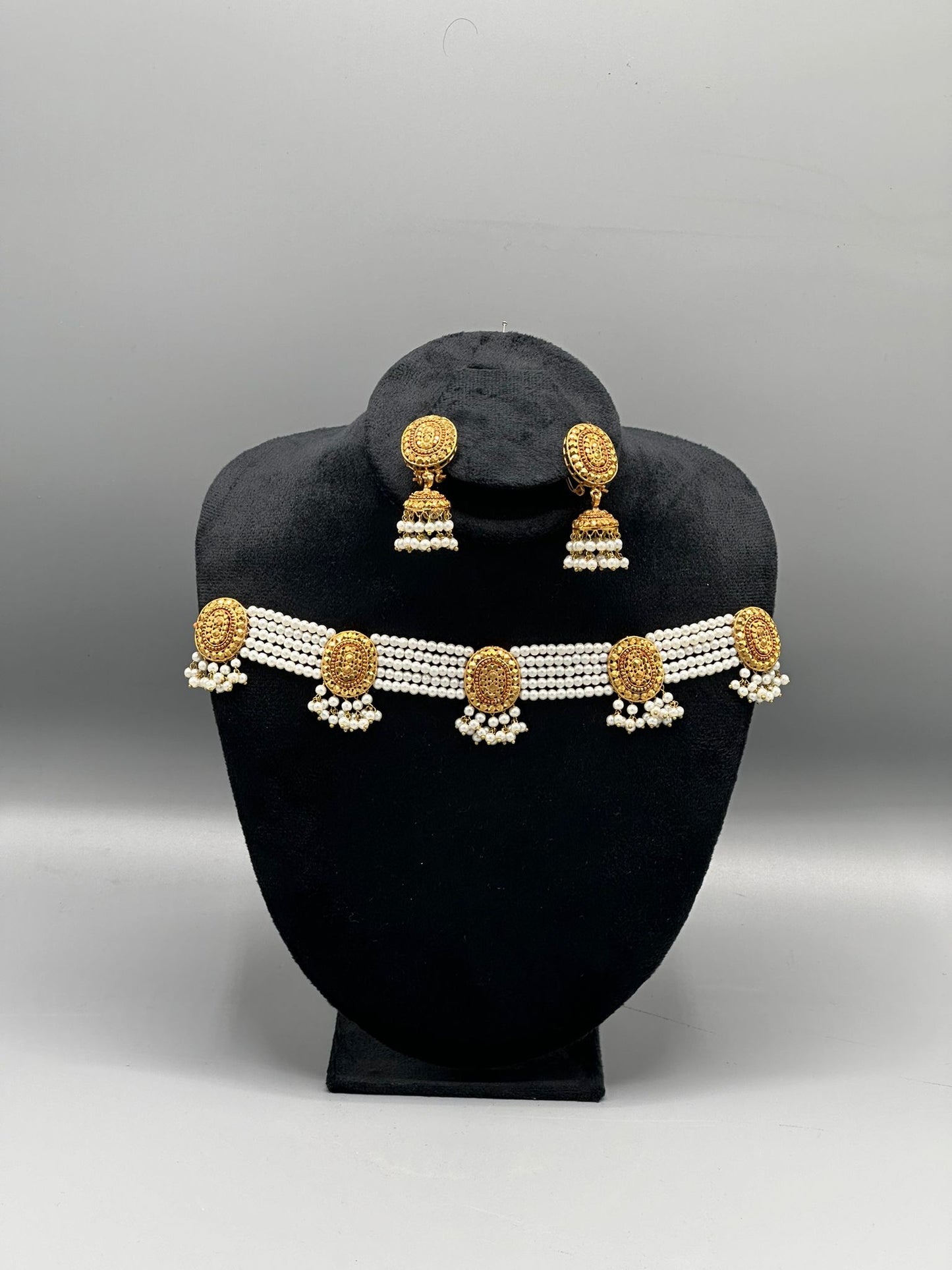 White pearls party jewelry set